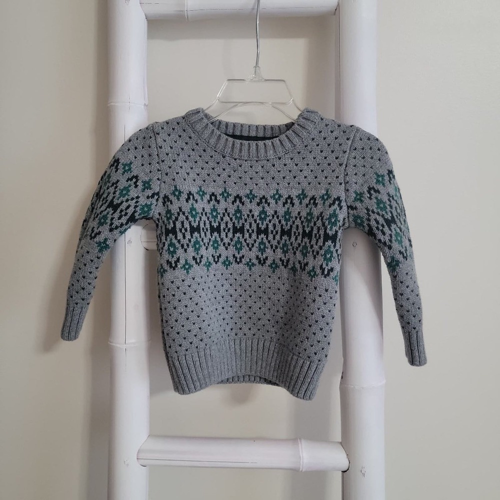 Hope & Henry Cable Sweater Grey Sz 12-18m Organic Cotton
